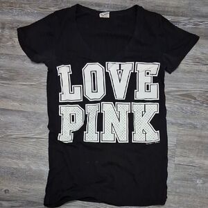 Pink Victoria's Secret Black 'Love Pink' Graphic T-Shirt